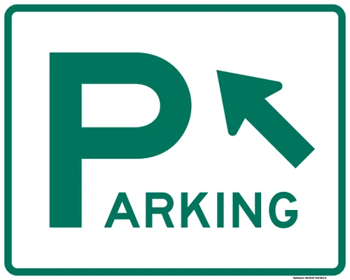 "Parking Area Directional Sign (Diagonal Left Arrow), MUTCD Sign" (Part#: SKD4-1-DL), 30x24