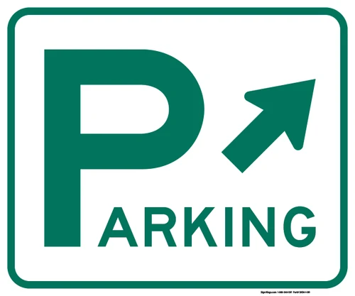 "Parking Area Directional Sign (Diagonal Right Arrow), MUTCD Sign" (Part#: SKD4-1-DR), 30x24