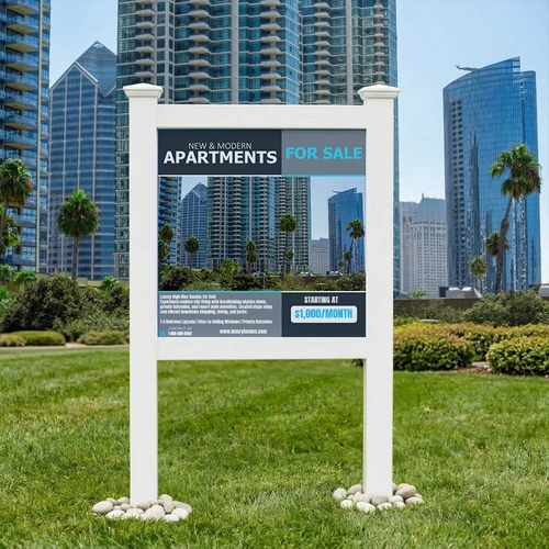 "Custom Large Format Coroplast Signs" (Part#: CUSTCORO-1) - Apartments Property Sign