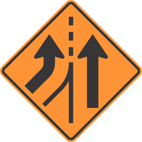 "Entering Roadway Added Lane Left Sign (TTC), MUTCD Sign" (Part#: SKW4-6L-TTC)