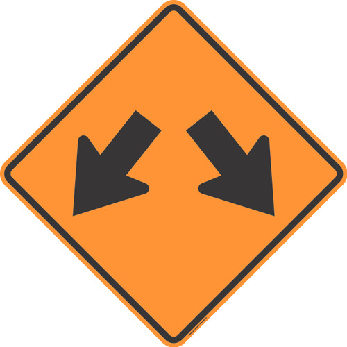 "Double Arrow Warning Sign (TTC), MUTCD Sign" (Part#: SKW12-1-TTC)