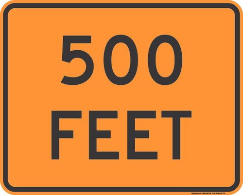 "500 Feet Auxiliary Plaque Sign (TTC), MUTCD Sign" (Part#: SKW16-2P-TTC)