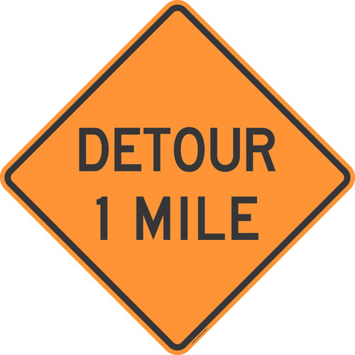"Detour 1 Mile, MUTCD Sign" (Part#: SKW20-2-1)