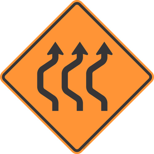 "3 Lane Shift Right, MUTCD Sign" (Part#: SKW24-1bR)