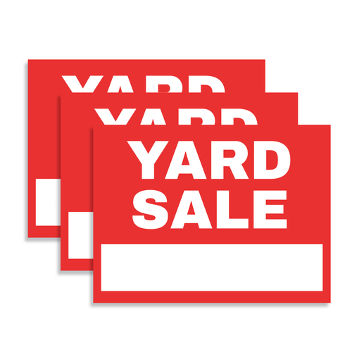 3 PK 24x18 Corrugated Plastic Yard Sale Sign With Step Stakes, Yard Sign (Part#: YRD1018-3)