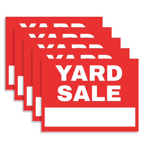5 PK 24x18 Corrugated Plastic Yard Sale Sign With Step Stakes, Yard Sign (Part#: YRD1018-5)