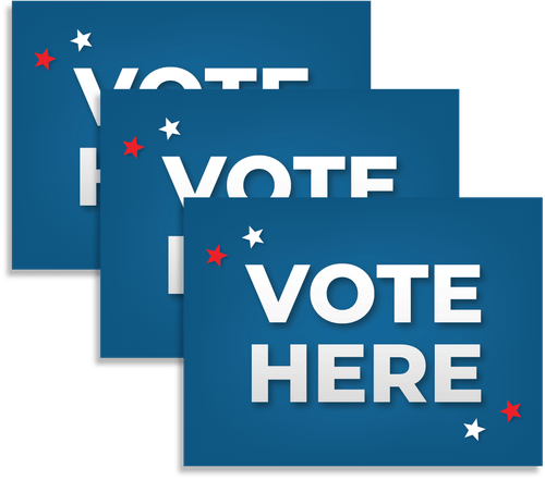 3 Pack 24x18 Corrugated Plastic Yard Sign Vote Here With Step Stake (Part#: YRD1025-3)