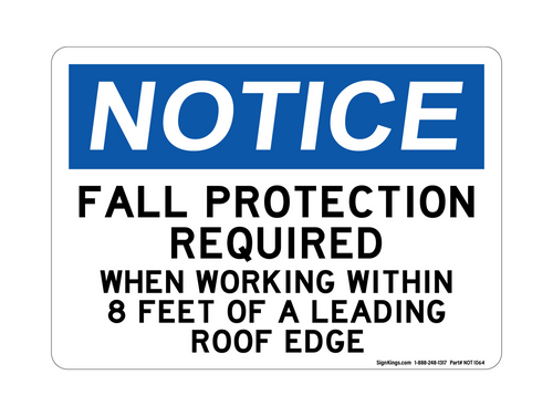 Fall Protection Required When Working Within 8 Feet of Leading Roof Edge