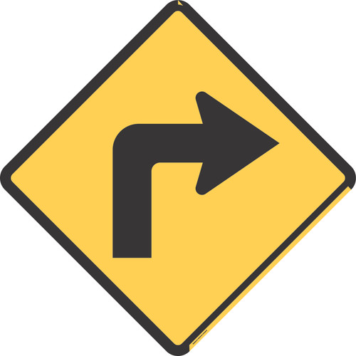"Right Turn", MTUCD Warning Sign (Part#: SKW1-1R)