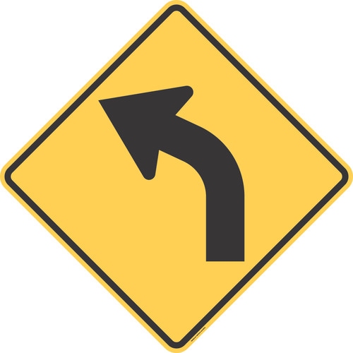 "Left Curve", MTUCD Warning Sign (Part#: SKW1-2L)