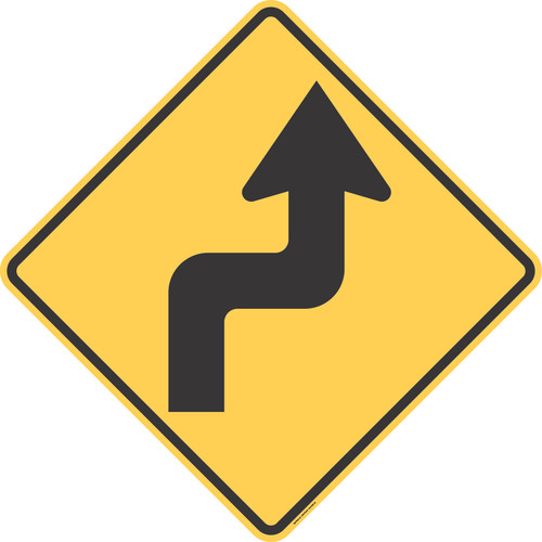 "Right Reverse Turn," MUTCD Warning Sign (Part#: SKW1-3R)