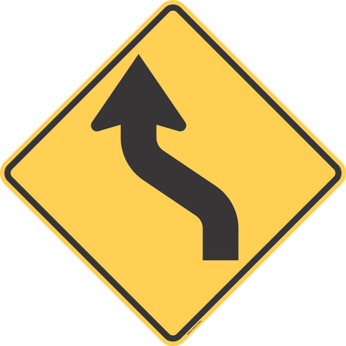 "Left Reverse Curve," MUTCD Warning Sign (Part#: SKW1-4L)