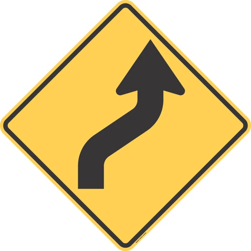 "Right Reverse Curve," MUTCD Warning Sign (Part#: SKW1-4R)