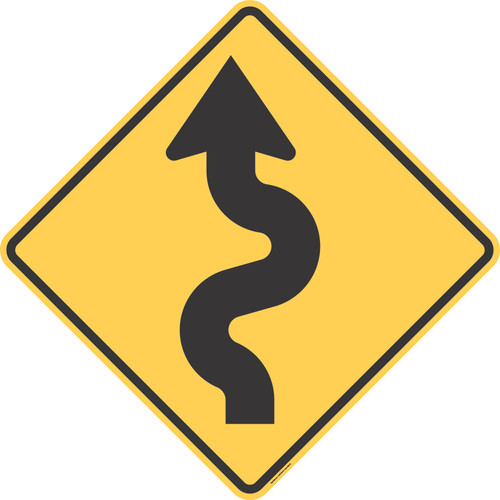 "Winding Road Left," MUTCD Warning Sign (Part#: SKW1-5L)