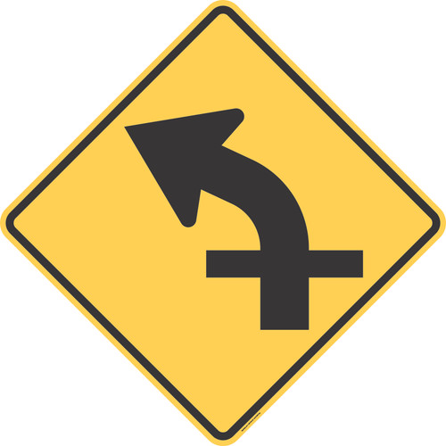 "Curve After 4-Way Intersection Left," MUTCD Warning Sign (Part#: SKW1-10aL)