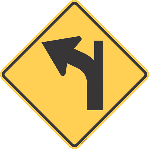 "Curve with Minor Street Straight Ahead Left," MUTCD Warning Sign (Part#: SKW1-10bL)