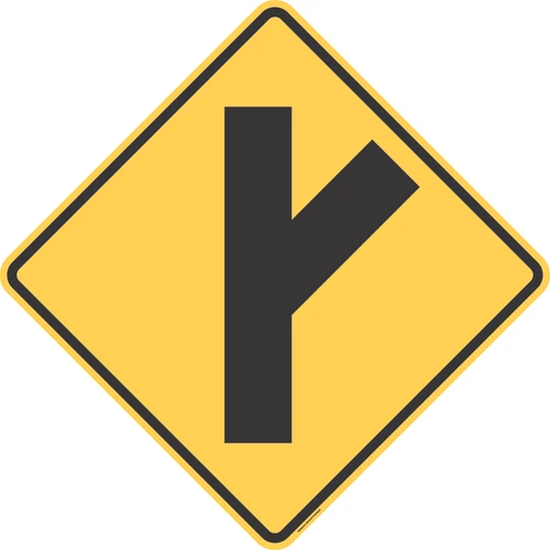 "Oblique Side Road Right (Obtuse)," MUTCD Warning Sign (Part#: SKW2-3R)