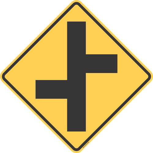 "Offset Side Roads Left," MUTCD Warning Sign (Part#: SKW2-7L)