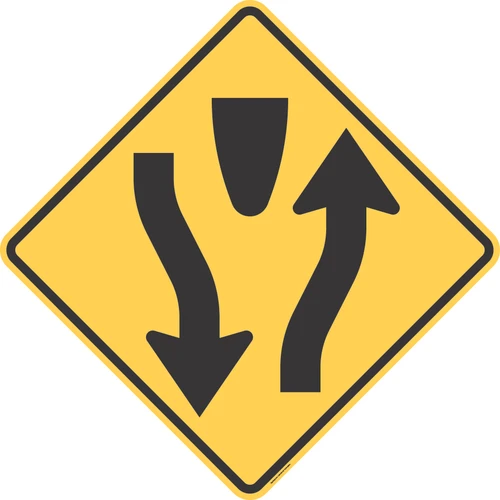 "Divided Highway," MUTCD Warning Sign (Part#: SKW6-1)
