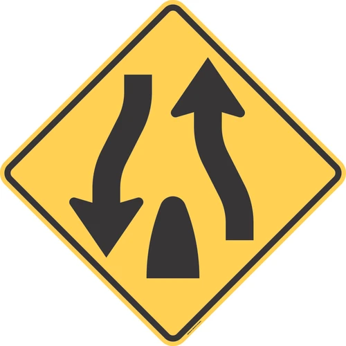 "Divided Highway Ends," MUTCD Warning Sign (Part#: SKW6-2)