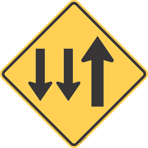 "Two-Way Traffic (3-Lane)," MUTCD Warning Sign (Part#: SKW6-5)