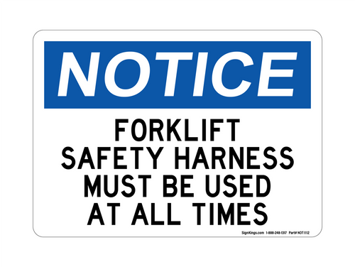 Forklift Safety Harness Must Be Used At All Times