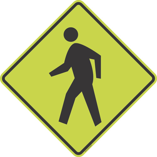 "Pedestrian Crossing," MUTCD Warning Sign (Part#: SKW11-2), Yellow-Green