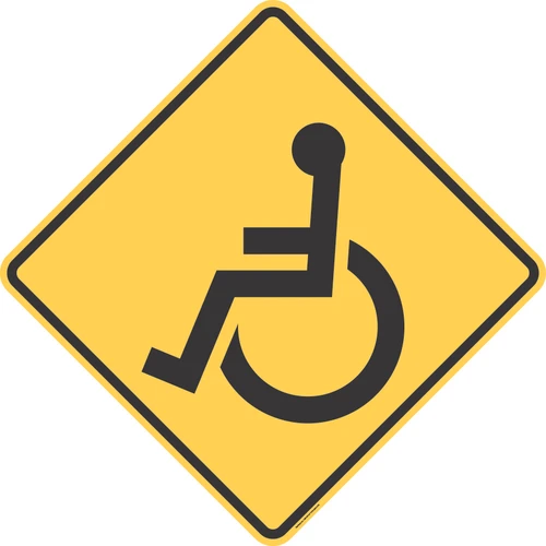 "Handicapped / Wheelchair Crossing," MUTCD Warning Sign (Part#: SKW11-9), Traffic Yellow
