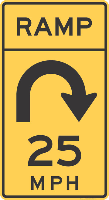 "180 Degree Loop Advisory Ramp Speed (Right Turn)," MUTCD Warning Sign (Part#: SKW13-9R)