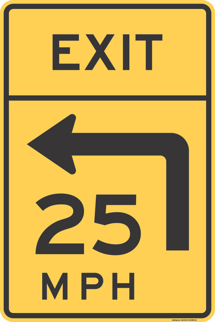 "Advisory Exit Speed - Turn (Left)," MUTCD Warning Sign (Part#: SKW13-10L)