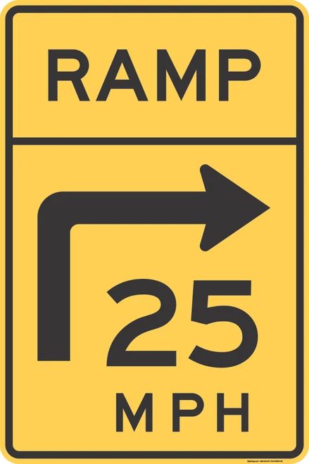 "Advisory Exit Speed - Turn (Right)," MUTCD Warning Sign (Part#: SKW13-10R)