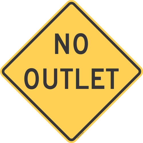 "NO OUTLET," MUTCD Warning Sign (Part#: SKW14-2), Traffic Yellow