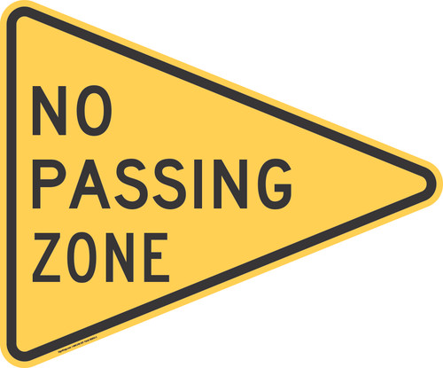 "No Passing Zone," MUTCD Warning Sign (Part#: SKW14-3), Traffic Yellow