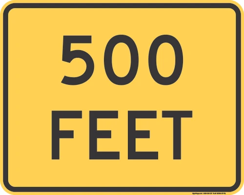 "XX FEET (Enter Feet)" MUTCD Warning Plaque (Part#: SKW16-2P), Yellow