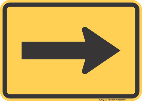 "Directional Arrow (Right)," MUTCD Warning Plaque (Part#: SKW16-5PR)