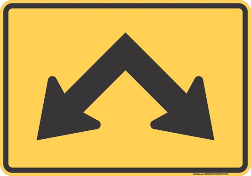 "Diagonal Arrow (Downward Both Ways)," MUTCD Warning Plaque (Part#: SKW16-7aP), Traffic Yellow