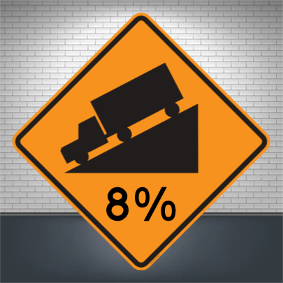 "Hill (With Custom Grade) TTC," MUTCD Warning Sign (Part#: SKW7-1a-TTC)
