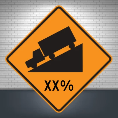 "Hill (With Custom Grade) TTC," MUTCD Warning Sign (Part#: SKW7-1a-TTC)