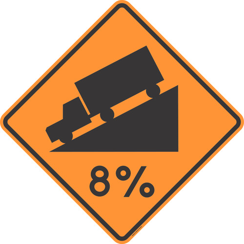 "Hill (With Custom Grade) TTC," MUTCD Warning Sign (Part#: SKW7-1a-TTC)