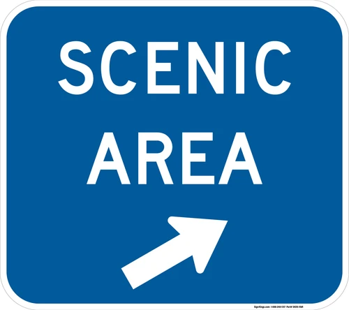 "Scenic Area" (Gore/Diagonal Arrow), MUTCD Guide Sign (Part#: SKD5-11B)