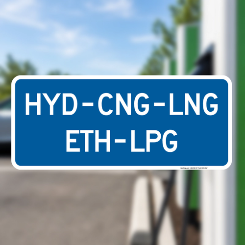 "Alternative Fuels Corridor (2-Line HYD Fill-In)" Custom Supplemental Plaque, MUTCD General Service Sign (Part#: SKD9-19bP-EV)