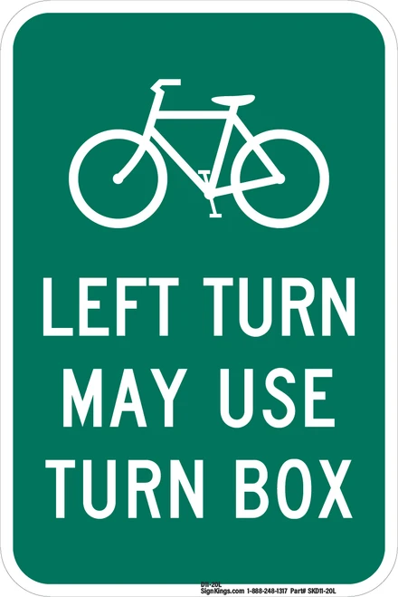 "Bicycle Left Turn May Use Turn Box" Sign, MUTCD Guide Sign (Part#: SKD11-20L)