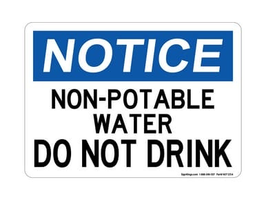Non-Potable Water Do Not Drink, OSHA Notice Sign (Part#: NOT1154)