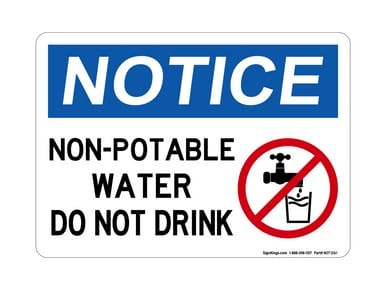 Non-Potable Water Do Not Drink, (No Water Symbol), OSHA Notice Sign (Part#: NOT1161)