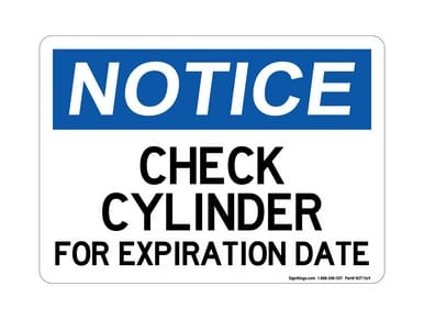 Check Cylinder For Expiration Date, OSHA Notice Sign (Part#: NOT1169)