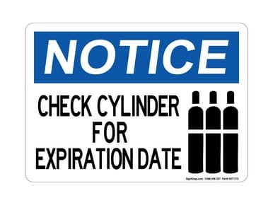 Check Cylinder For Expiration Date (With Tanks Symbol), OSHA Notice Sign (Part#: NOT1170)