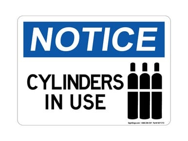Cylinders In Use (With Tanks Symbol), OSHA Notice Sign (Part#: NOT1172)