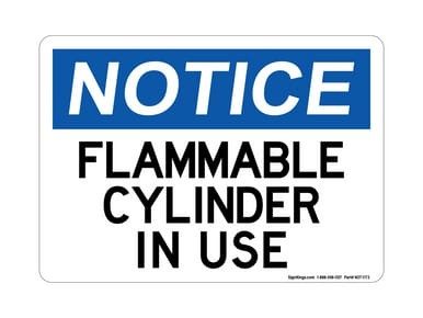 Flammable Cylinders In Use, OSHA Notice Sign (Part#: NOT1173)