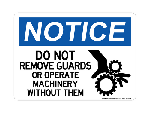 Do Not Remove Guards or Operate Machinery Without Them Do Not Remove Guards or Operate Machinery Without Them