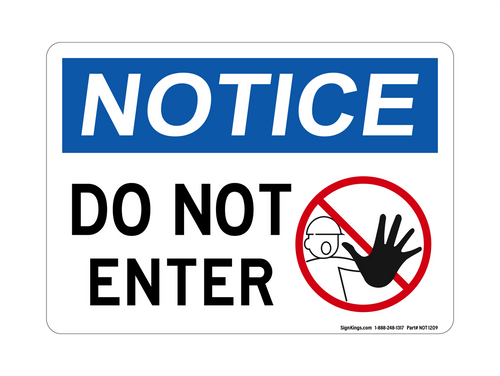 Do Not Enter (With No Person Symbol), Notice Sign